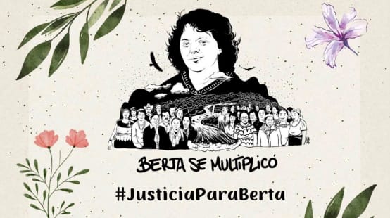 Immagine che simboleggia i semi germogliati di Berta Cáceres nella lotta di migliaia di persone in tutto il mondo con l'hashtag #JusticiaParaBerta (#GiustiziaPerBerta).