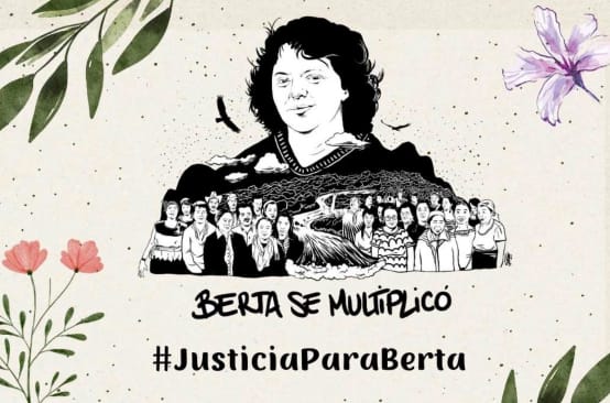 Immagine che simboleggia i semi germogliati di Berta Cáceres nella lotta di migliaia di persone in tutto il mondo con l'hashtag #JusticiaParaBerta (#GiustiziaPerBerta).