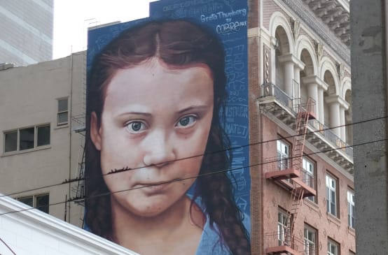Affresco murale raffigurante Greta Thunberg