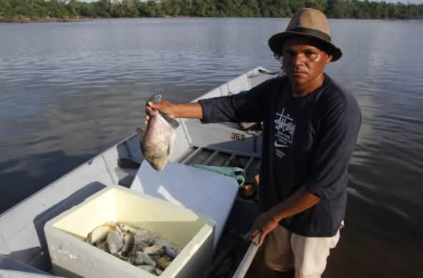 Pescatore sul fiume Xingu.
