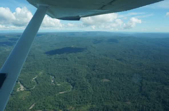 Veduta aerea della foresta degli indigeni Sápara nell'Amazzonia ecuadoriana