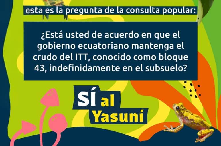 Domanda a cui la cittadinanza ha dovuto rispondere nella consultazione popolare del 20 agosto 2023, riguardo al petrolio del blocco petrolifero 43 (ITT) in una parte del Parco Nazionale Yasuní, Ecuador