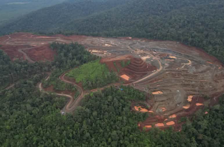 Miniera di nichel nel mezzo di un'area di foresta pluviale distrutta