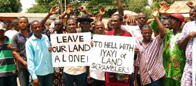 Manifestazione contro una piantagione di palma da olio Okomu in Nigeria
