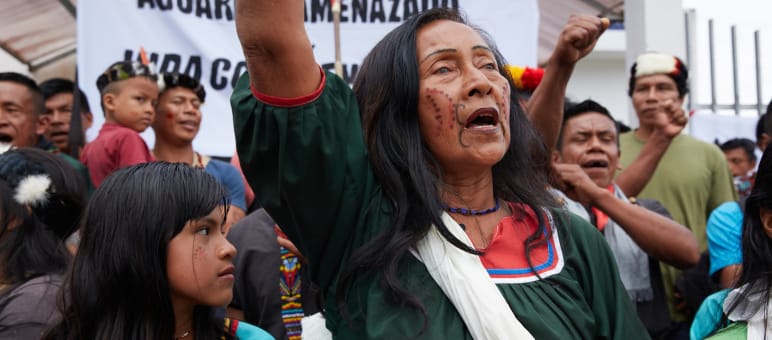 Protesta ad Orellana, in difesa del territorio indigeno  A'i Cofan