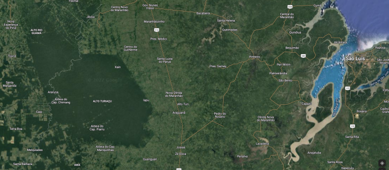 Alto Turiaçu TI: territorio Ka'apor - Immagine satellitare dello stato brasiliano nordoccidentale di Maranhão
