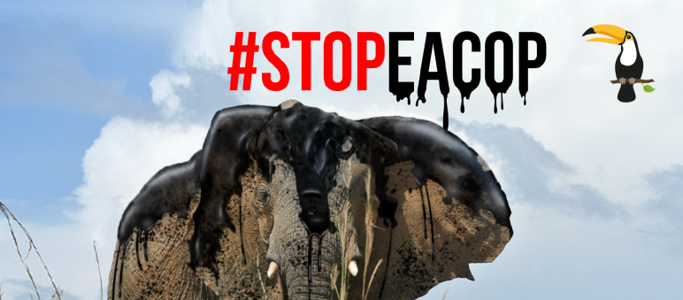 Fotomontaggio: Il petrolio è un grande pericolo per gli elefanti - #StopEACOP