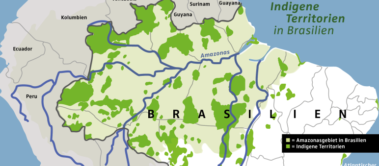 L'Amazzonia brasiliana con in evidenza i territori indigeni