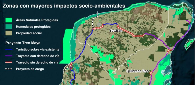 Mappa del tracciato del Treno Maya