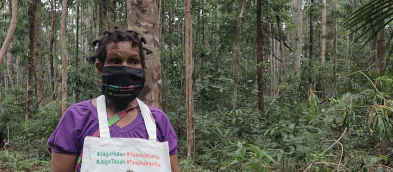 Una protesta a Papua: Proteggiamo la foresta - la foresta ci protegge
