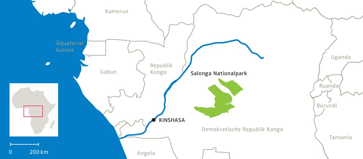 Mappa del Parco Nazionale di Solonga, RDC