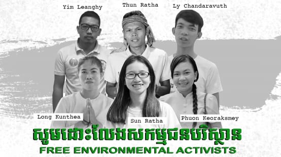 Fotomontaggio degli attivisti di Mother Nature Cambodia incarcerati