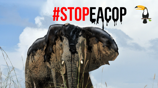 Fotomontaggio: Il petrolio è un grande pericolo per gli elefanti - #StopEACOP