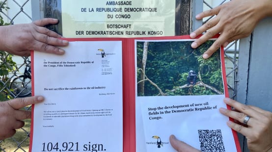 Alleanza in difesa delle foreste della RD Congo: consegnate oltre 110.000 firme all'ambasciata a Berlino