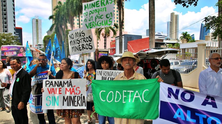 Manifestazione contro l'estrazione mineraria a Panama City, Panama City, 29 marzo 2023