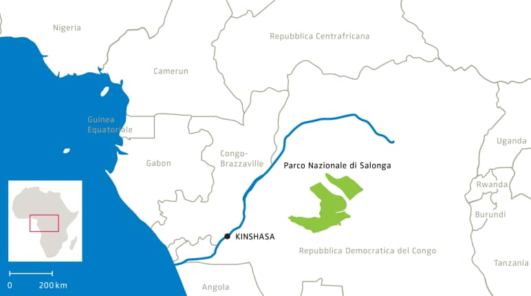 Mappa del Parco Nazionale di Salonga
