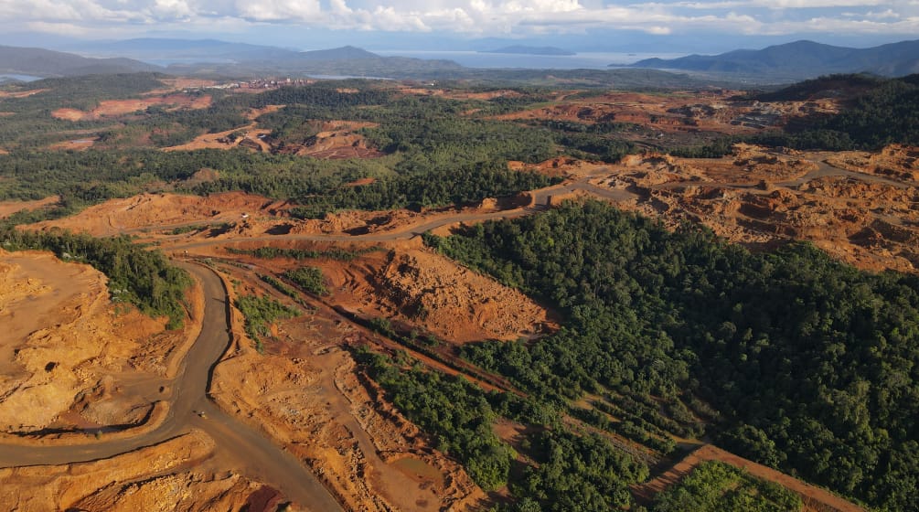 Vista dall'alto della miniera di nichel di Vale Indonesia