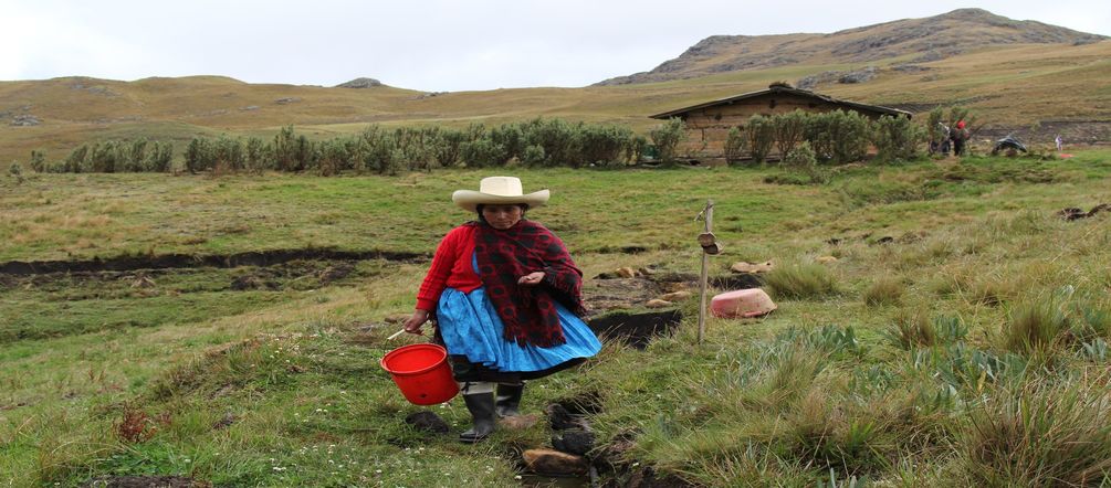 Máxima Acuña nella sua terra, la zona del conflitto con la Miniera Yanacocha Máxima Acuña sulla sua terra