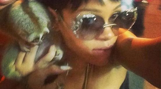 La cantante Rihanna con il Loris Lento