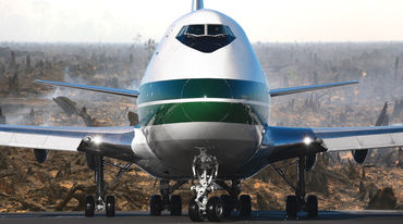 Aeroplano sopra una foresta distrutta